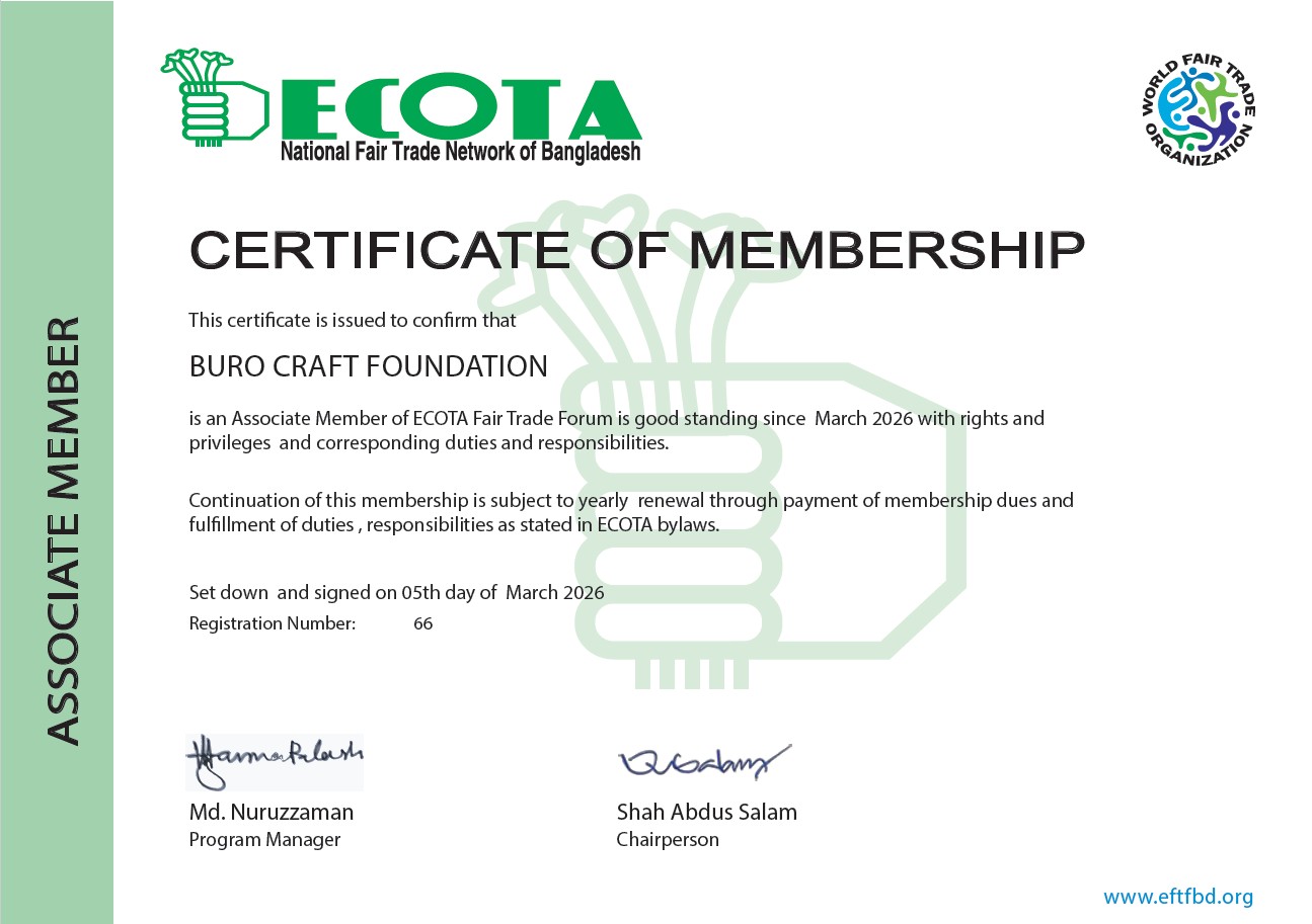 BURO Craft Foundation Receives Membership of ECOTA – Fair Trade Network Forum (EFTF) Bangladesh